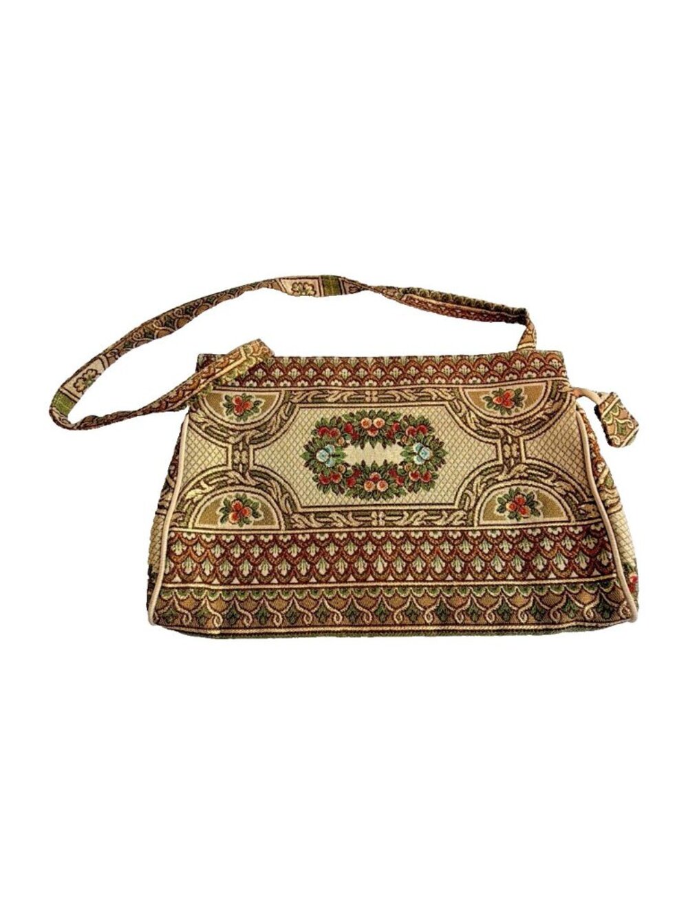Vtg Walborg Italy 40s Floral Tapestry Brocade Evening Clutch Bag Removable Strap